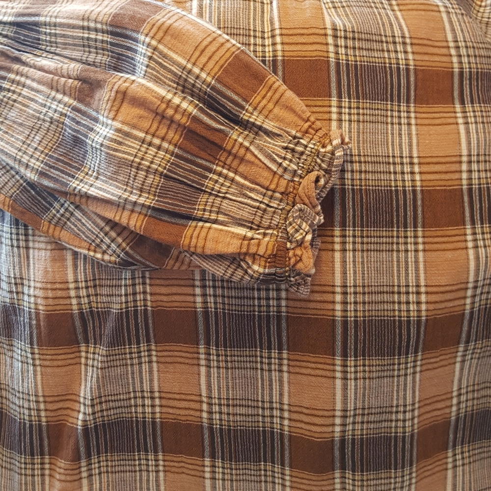 Universal Thread Brown Plaid Blouse - image 5